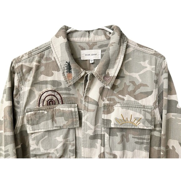 Dear John Womens Size Small Desert Sage Camo Embroidered Roxie Denim Jacket EUC - Picture 4 of 13